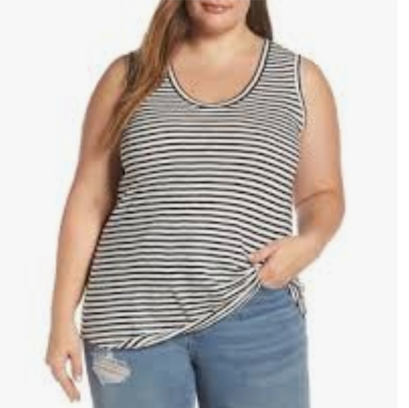 Caslon Tops - 100% Cotton Sleeveless Striped Tank